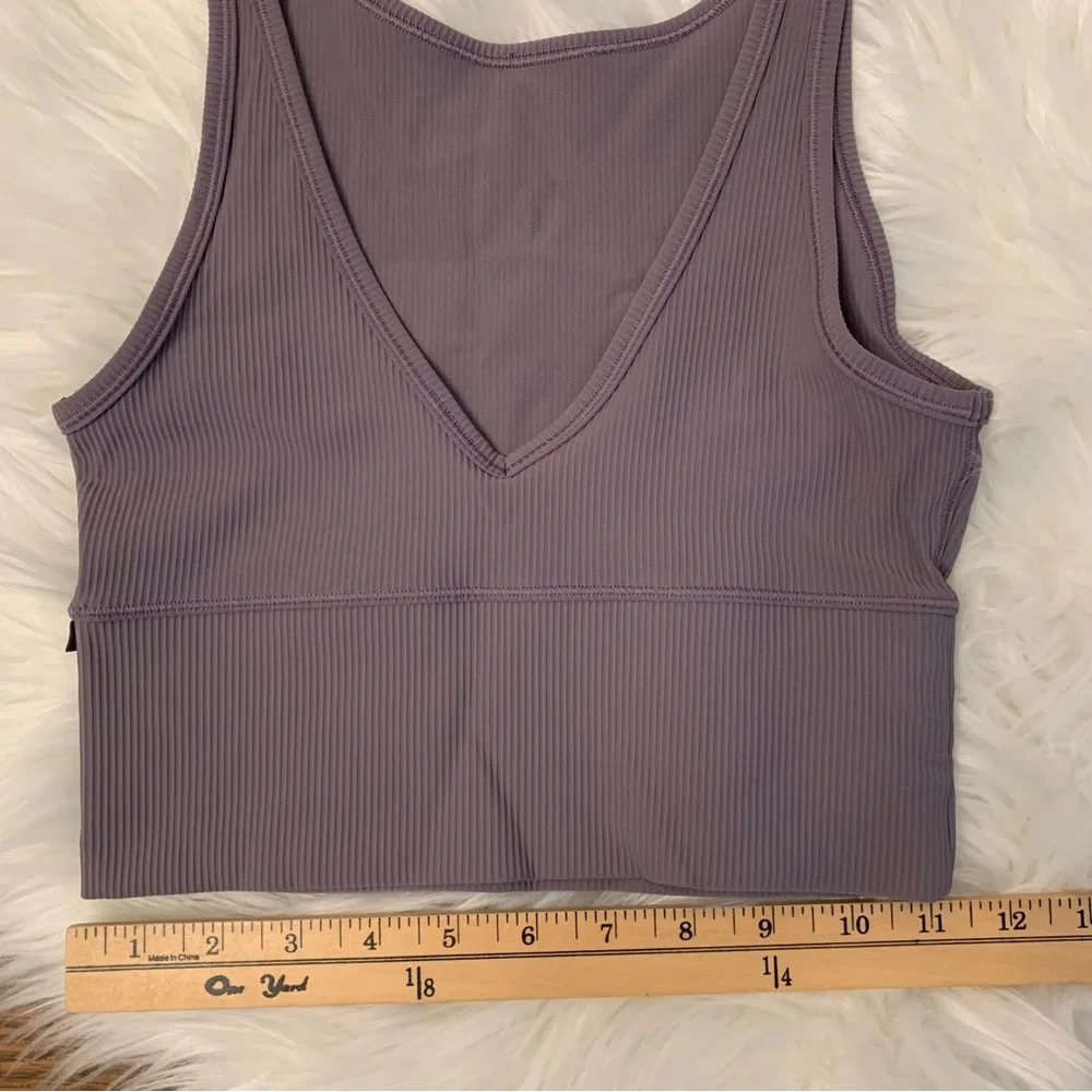 Lululemon Power Pivot Tank Top *Rib Dusky Lavender Purple Gray Reversible Sz 2